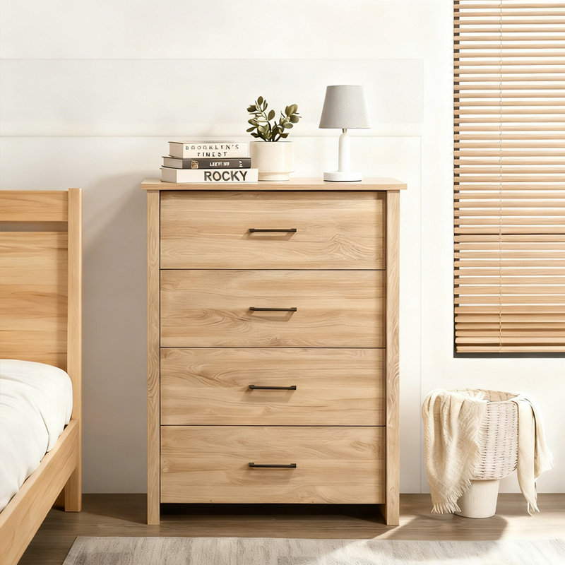 Commode 4 tiroirs en chêne clair de 32 po de largeur