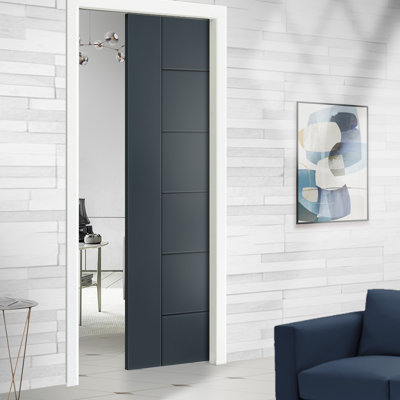 80'' Hollow Paneled Painted without Installation Hardware Kit Sliding Closet Doors