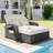 Double Chaise Lounge 2-Person Reclining Daybed With Adjustable Back And Storage Function-1508805971