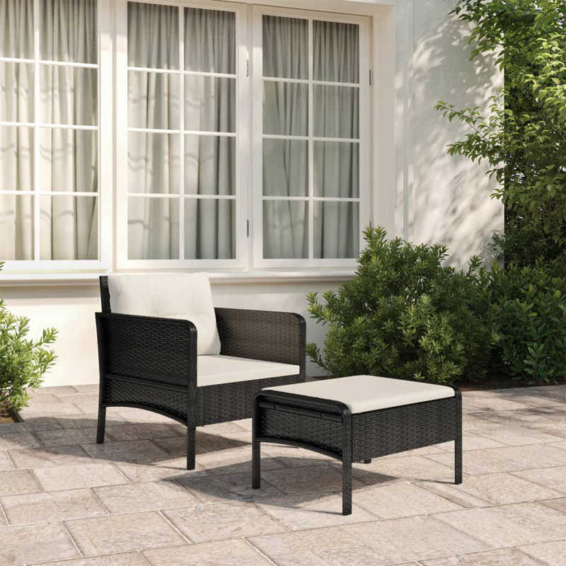 Chaise de patio avec coussins Zahar, Blanc, Noir
