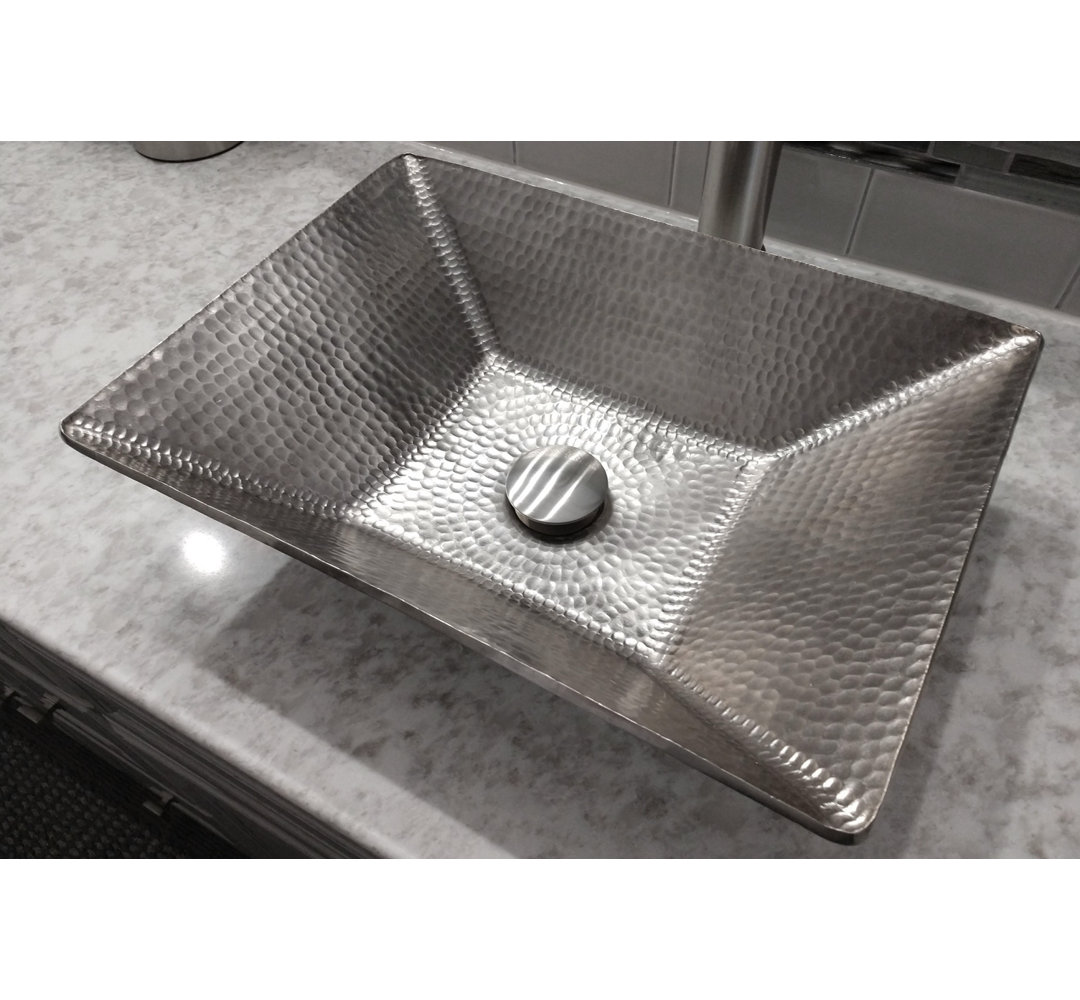 17" Modern Rectangle Hand Forged Old World Copper Vessel Sink in Nickel Premier Copper Products