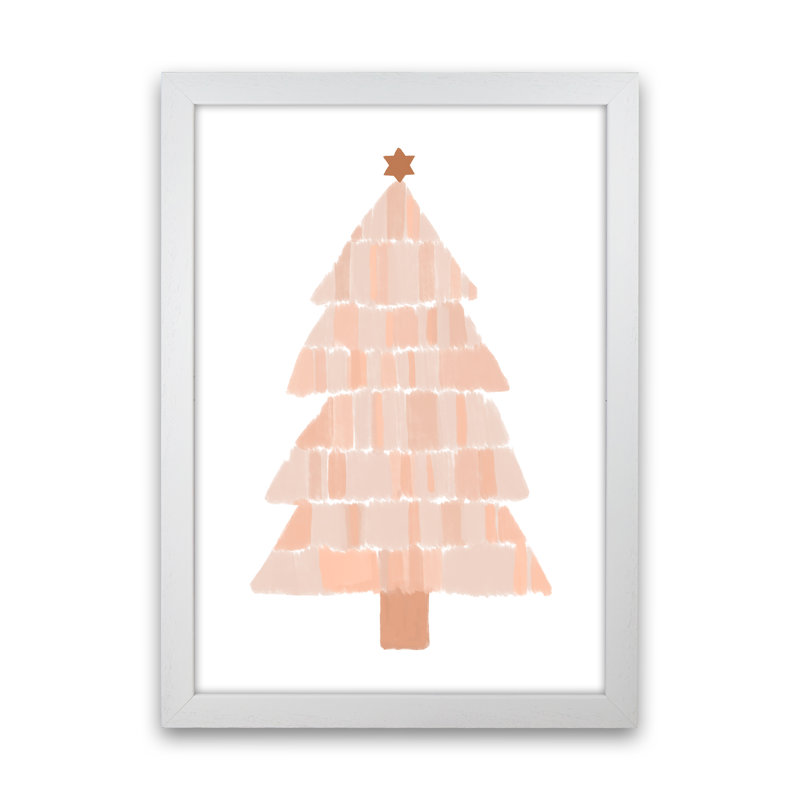 Christmas Tree Painting - Print, 46cm H x 34cm W x 3cm D, White Framed