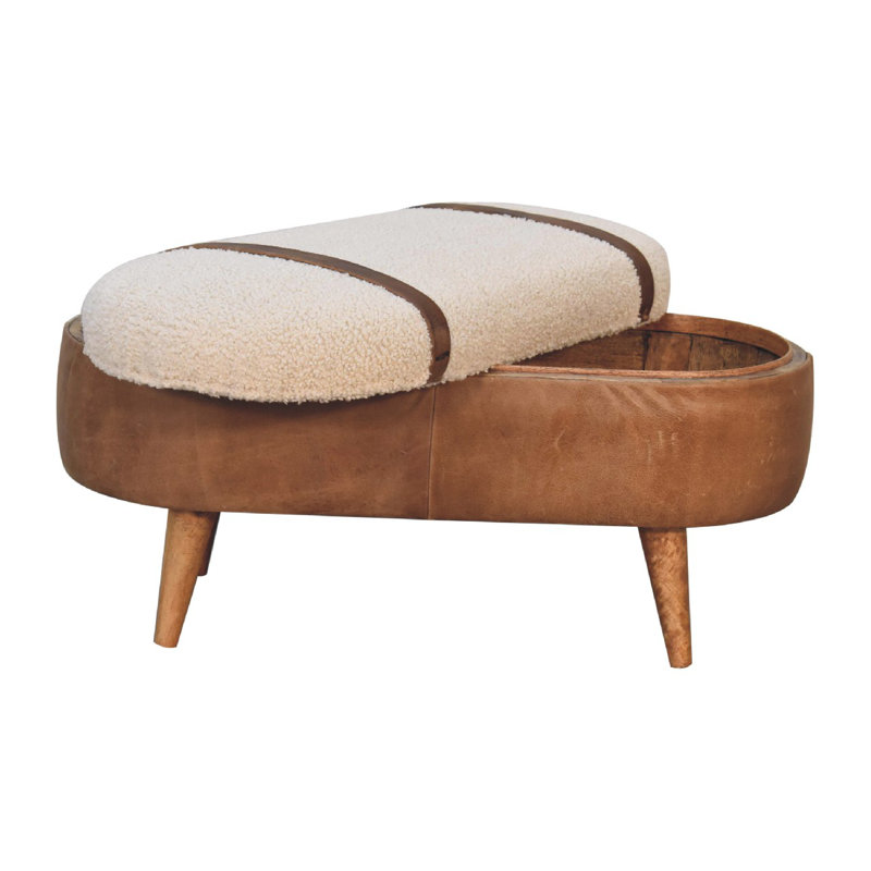 Boucle Upholstered Storage Bench