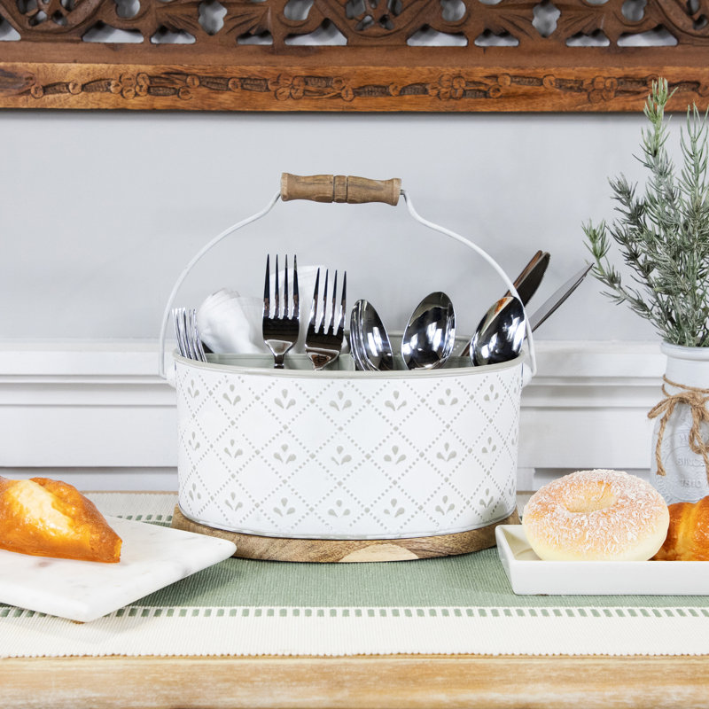 Metal Round Flatware Caddy