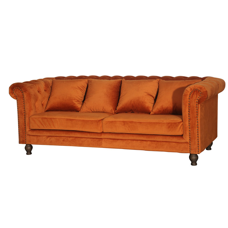 Fenella Velvet Sofa, Rusty Orange