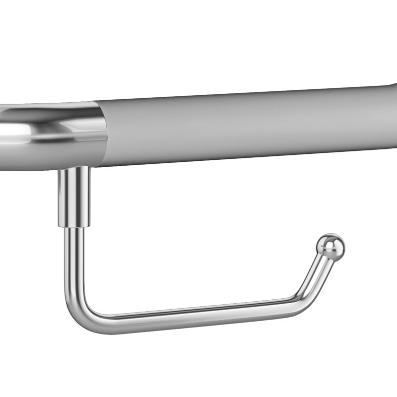 ErgoAngleBar Poignée ergonomique souple de 32 mm de diamètre, conforme à l'ADA, capacité de poids de 500 lb, Chrome chrome
