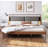 Brown&Gray Leather Bed with 2pcs Night Lights-1903016599