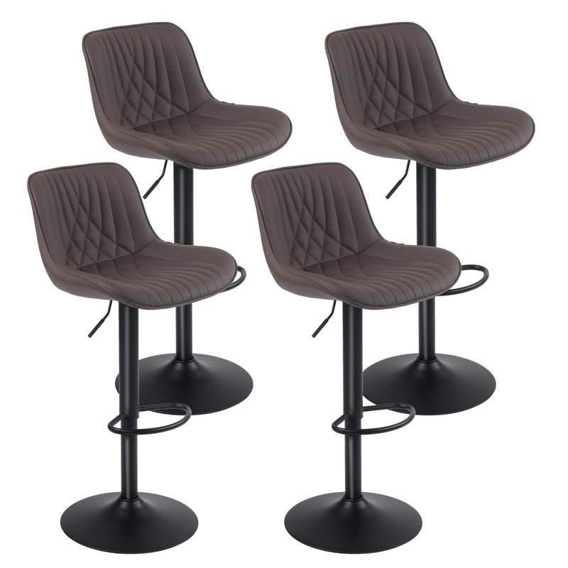Mahirah Swivel Upholstered Adjustable Height Counter Stool with Metal Frame, Brown