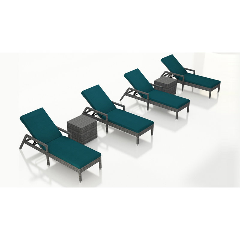 Ballu Outdoor Chaise Lounge Set with Table, Spectrum Peacock Sunbrella® Plainweave