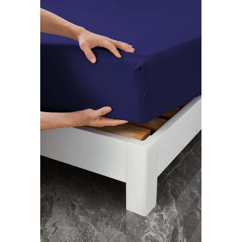 Ensemble de draps en rayonne , Bleu marine, Ensemble de draps pour lit simple + 1 drap-housse 