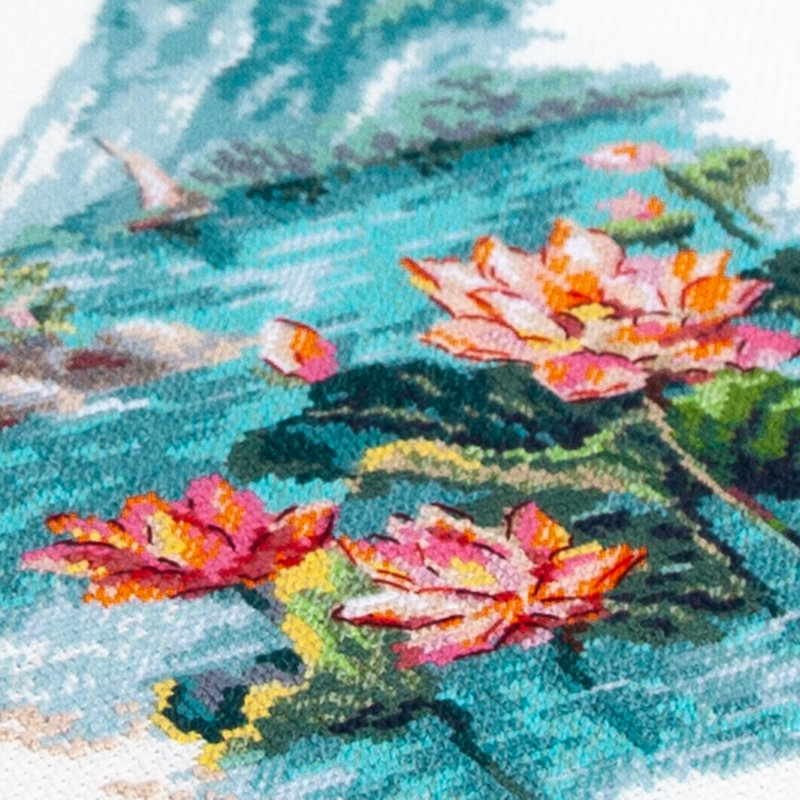 Blooming Lotuses Counted Cross Stitch Kit by Magic Needle 70-01