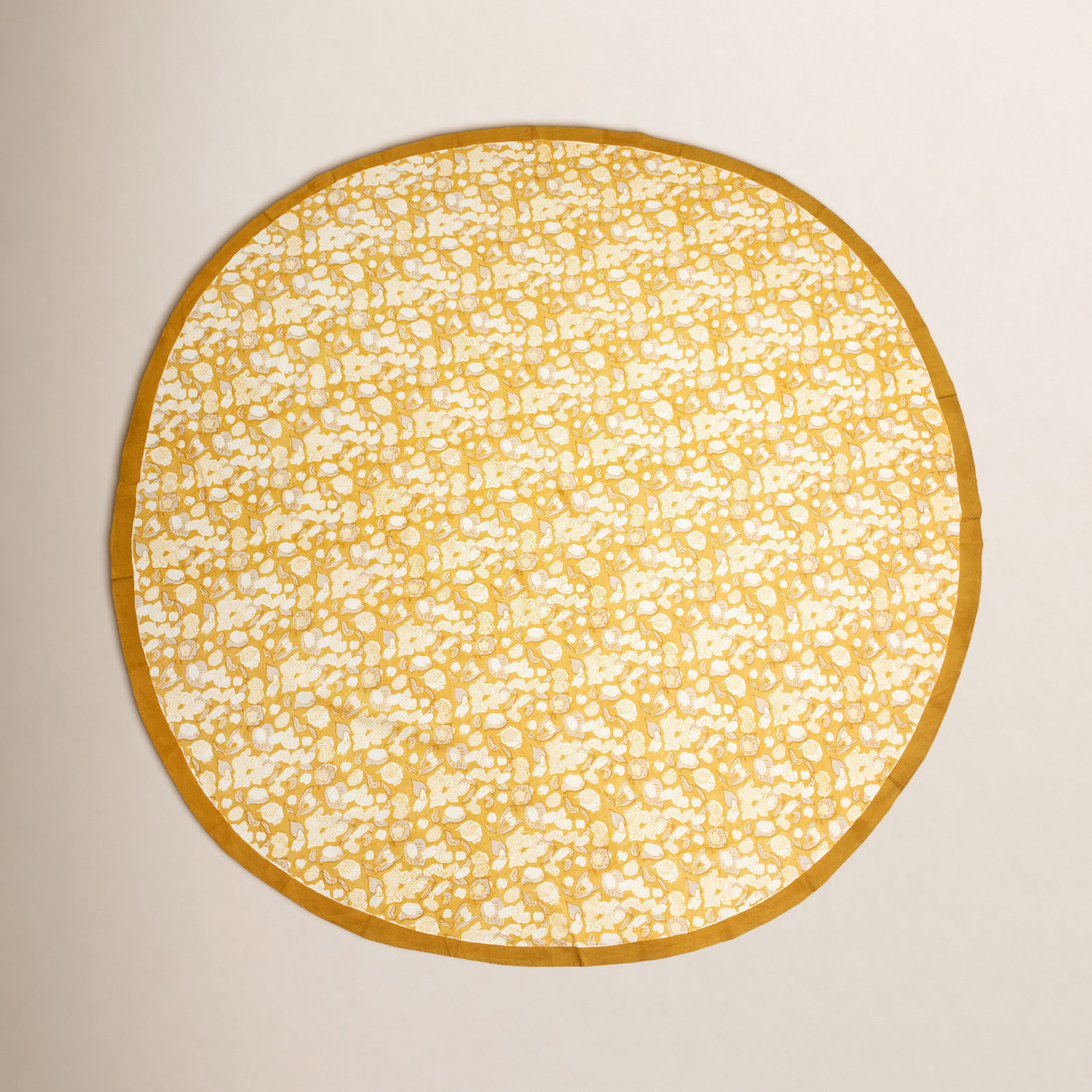 Bryssa Floral Tablecloth, 70" x 70", Mustard/Gray