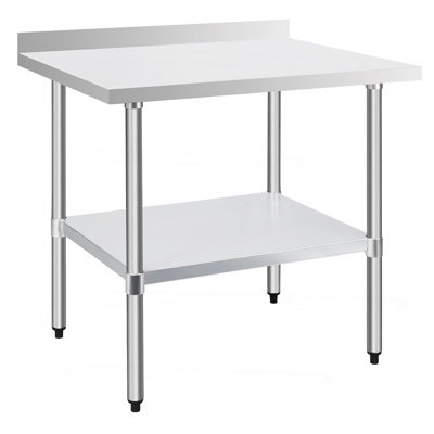 Table de travail commerciale en acier inoxydable de calibre 18 de 30 po x 36 po avec dosseret de 4 po et tablette inférieure
