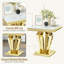 Table de bout 22,8 po avec plateau en faux marbre et structure en acier inoxydable-499035169