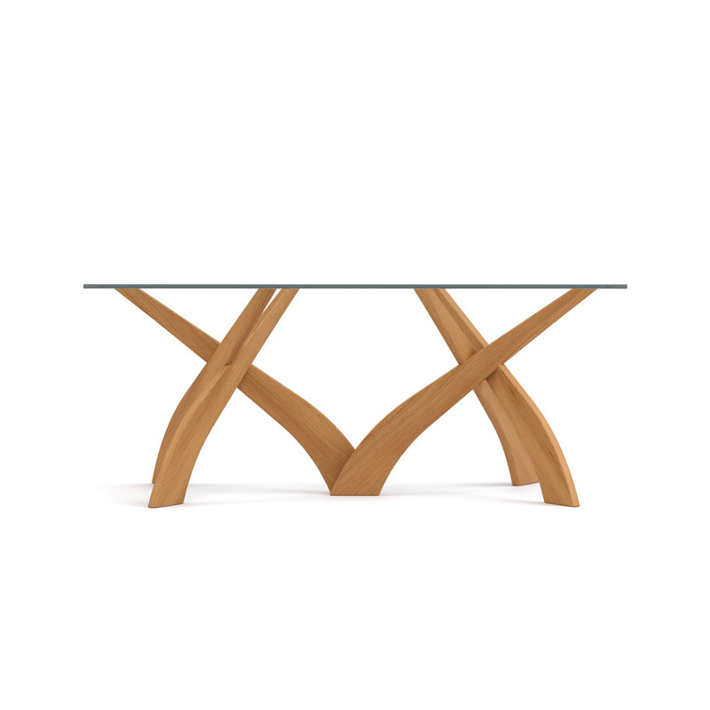 Entwine - Table rectangulaire en verre, H 30 po x L 42 po x l 72 po, Cerisier naturel / transparent