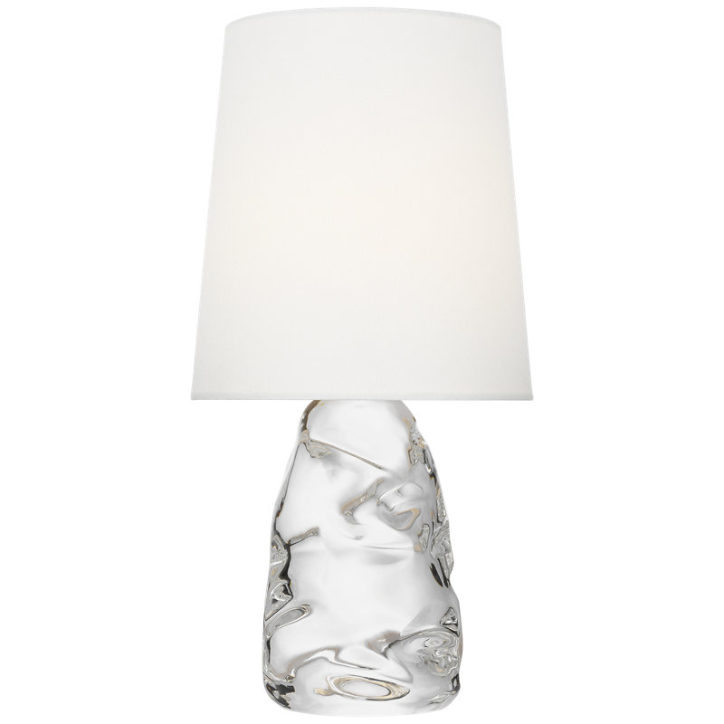 AERIN Lupin 16" Cordless Accent Lamp in Clear Glass with Linen Shade