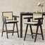 Tabouret de bar à dossier en plastique tissé 27 po de hauteur - siège en tissu rembourré de mousse et durable-1055304150