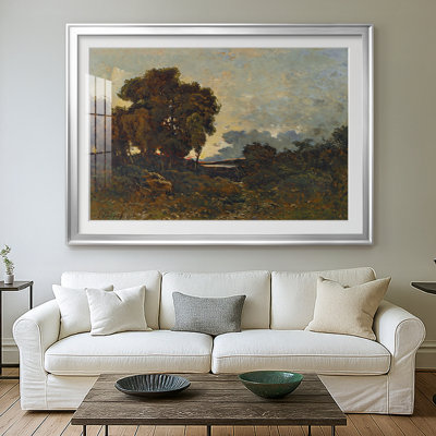 Paysage boisé sous un ciel nuageux - Henri Harpignies - Toile tendue avec châssis, 1900