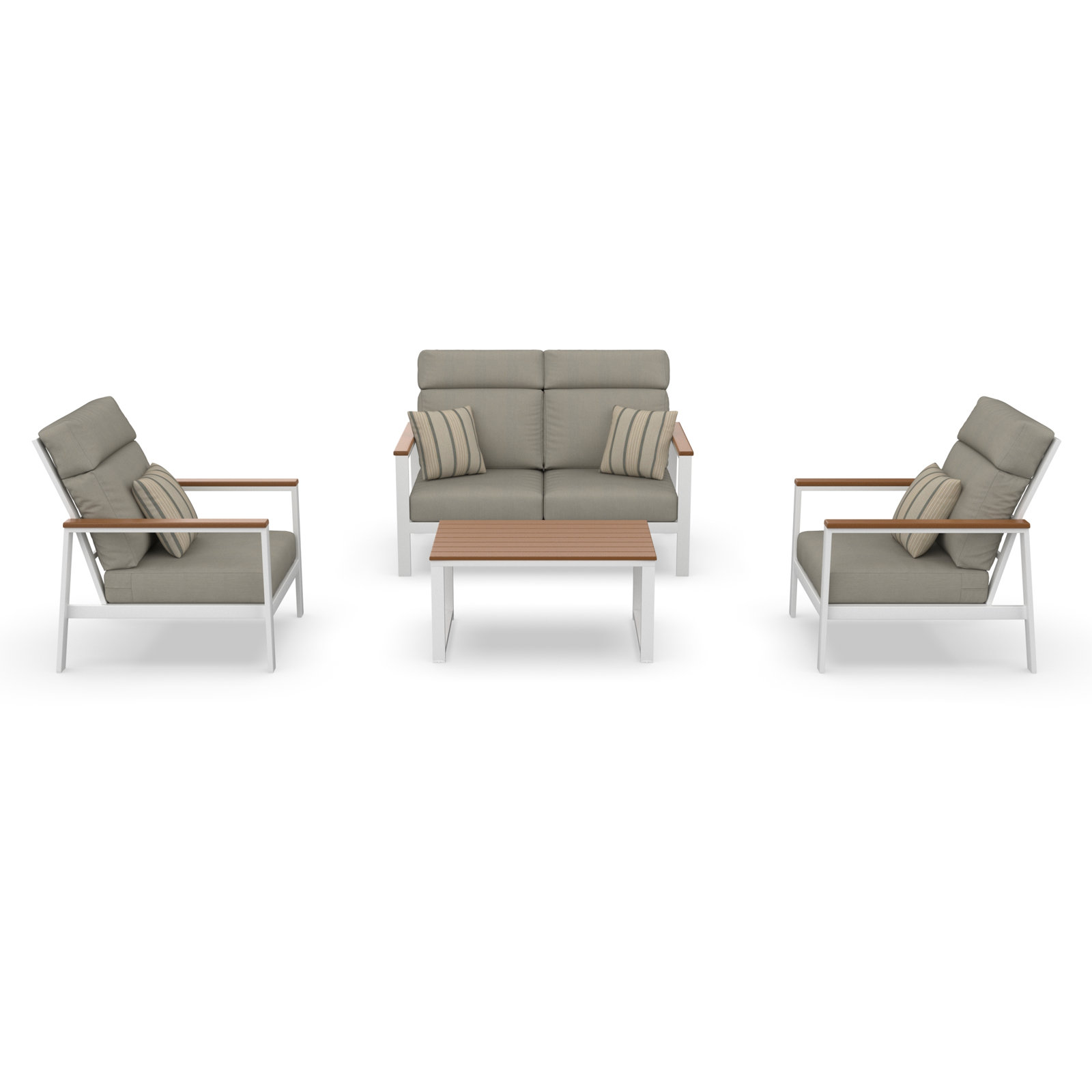Townsend 4-Person Sunbrella® Patio Seating Group, Brown, Spectrum Dove
