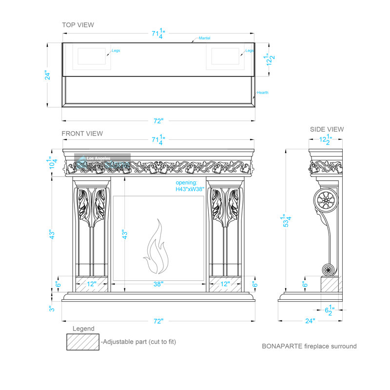 Bonaparte Fireplace Surround, Travertine/Beige