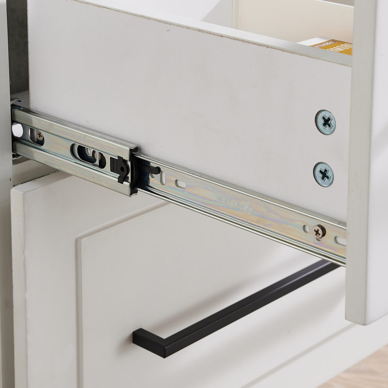 Grasmick 24''White Free-Standing Single Bathroom Vanity Set With 2-Drawers