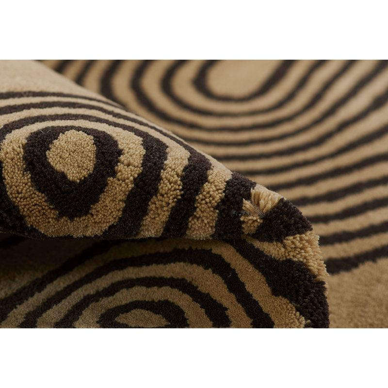 Yasi Hand Tufted Wool Geometric Area Rug in Beige, Rectangle 8' x 10'