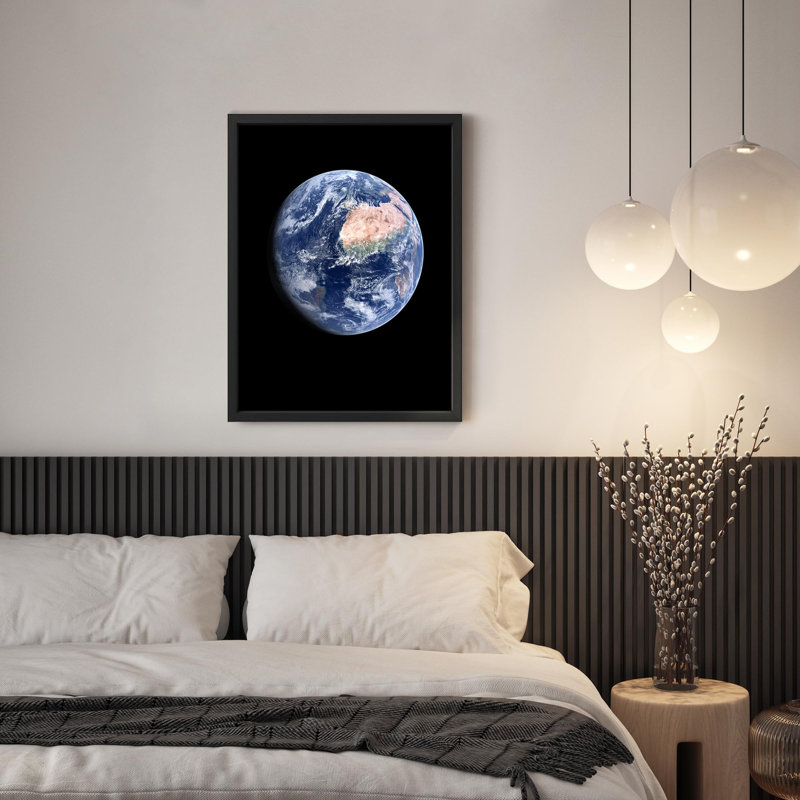 «Blue Earth From Space Space Enthusiasts Illustration Small Decor Art Work», Blanc, H 10 po x l 8 po