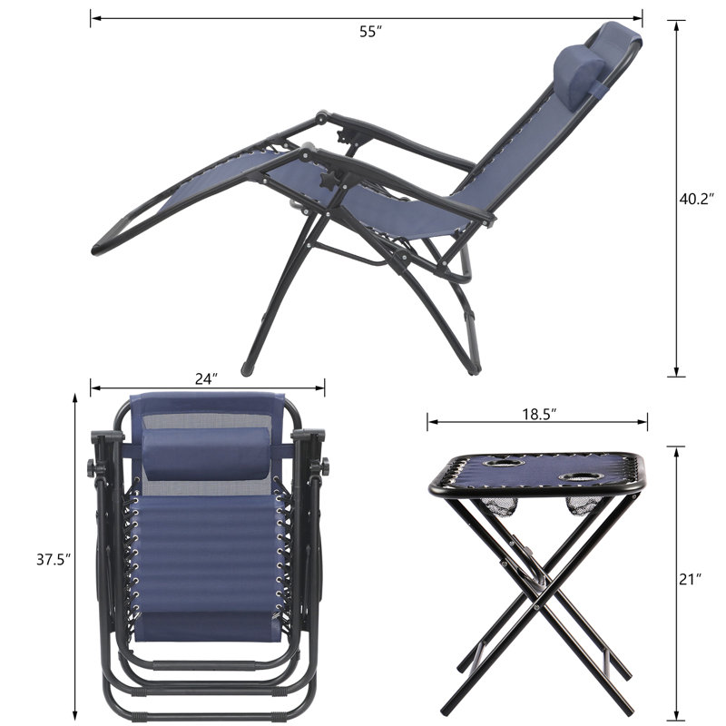 Belper Folding Zero Gravity Chair, Blue