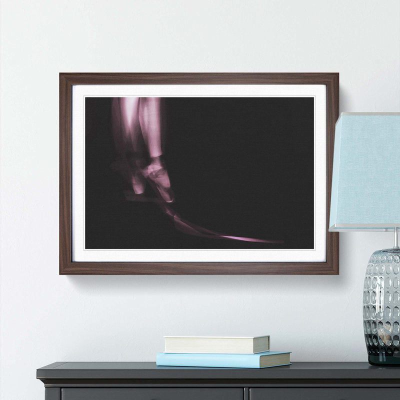 Ballerina in Abstract - Picture Frame Painting Print, 48cm H x 65cm W x 2cm D, Walnut Framed