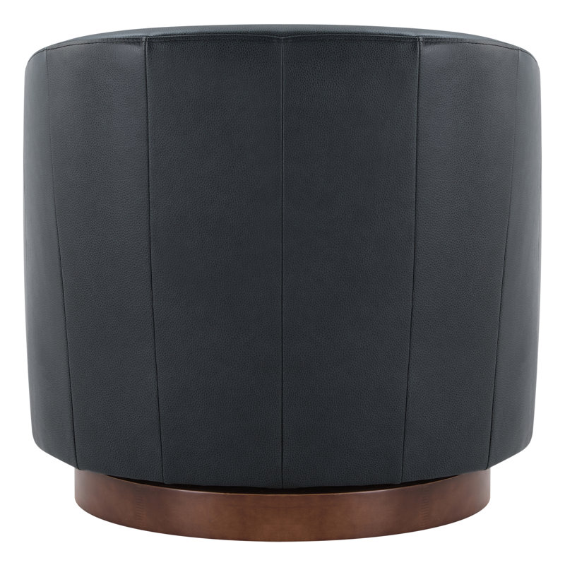 Fauteuil demi-tonneau Bennett, Cuir véritable bleu marine