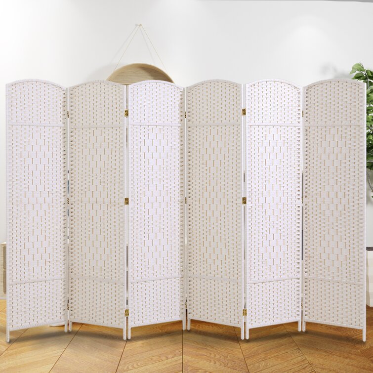 6 Panel Room Divider 6Ft Freestanding Double Hinged Folding Screen 19.5" Wide Room Dividers Woven