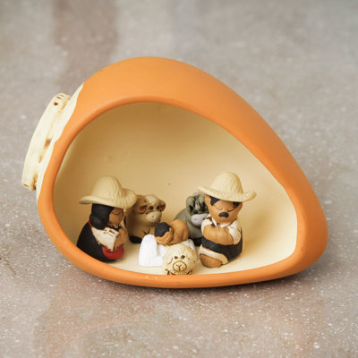Ensemble de 7 crèches péruviennes artisanales 7 pièces