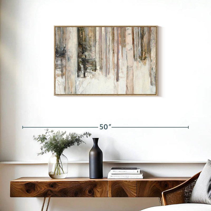 Lumière chaude d'hiver II, Cadre flottant en bois naturel, 31 po x 21 po
