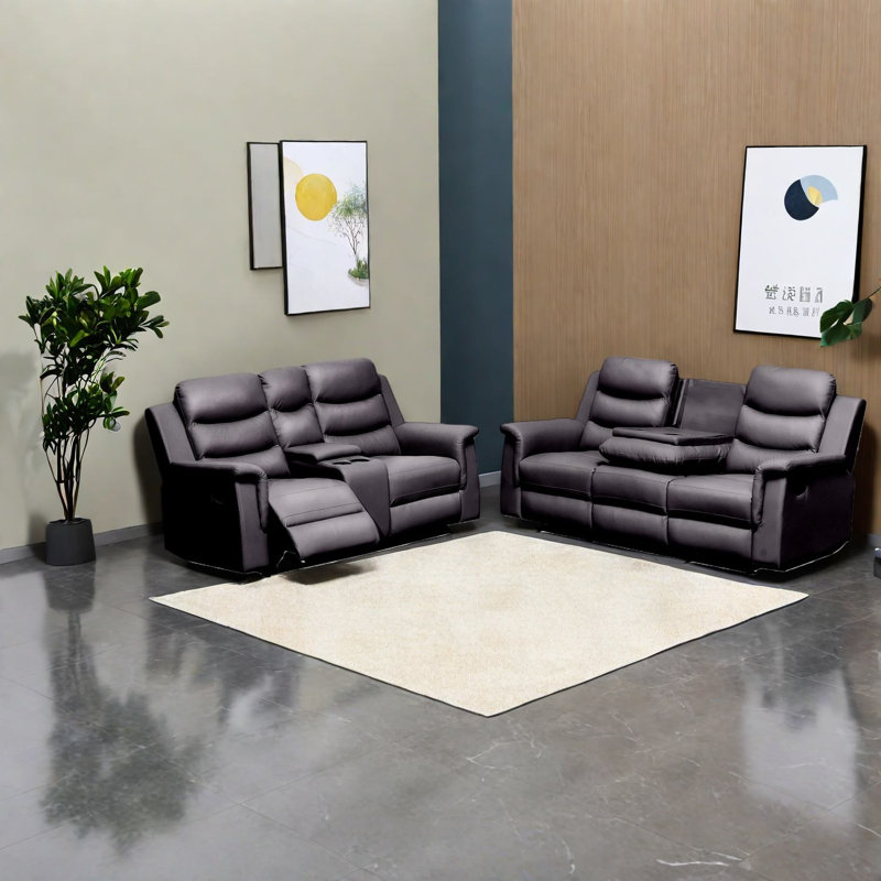 Fauteuils inclinables confortables avec console, matériau en polyuréthane durable, style moderne pour la maison