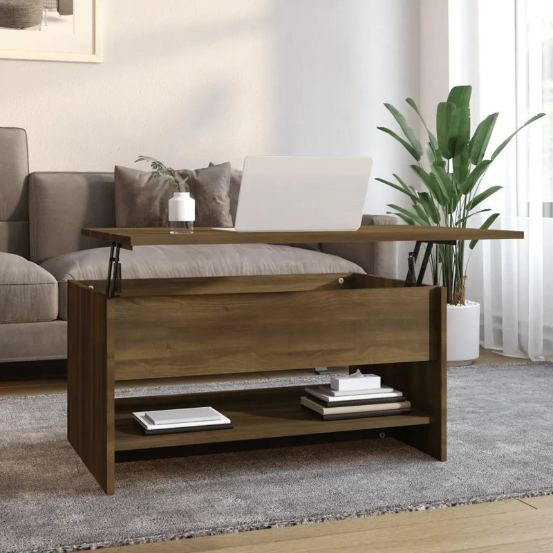 Huy Lift Top Sled Coffee Table with Storage, Brown Oak