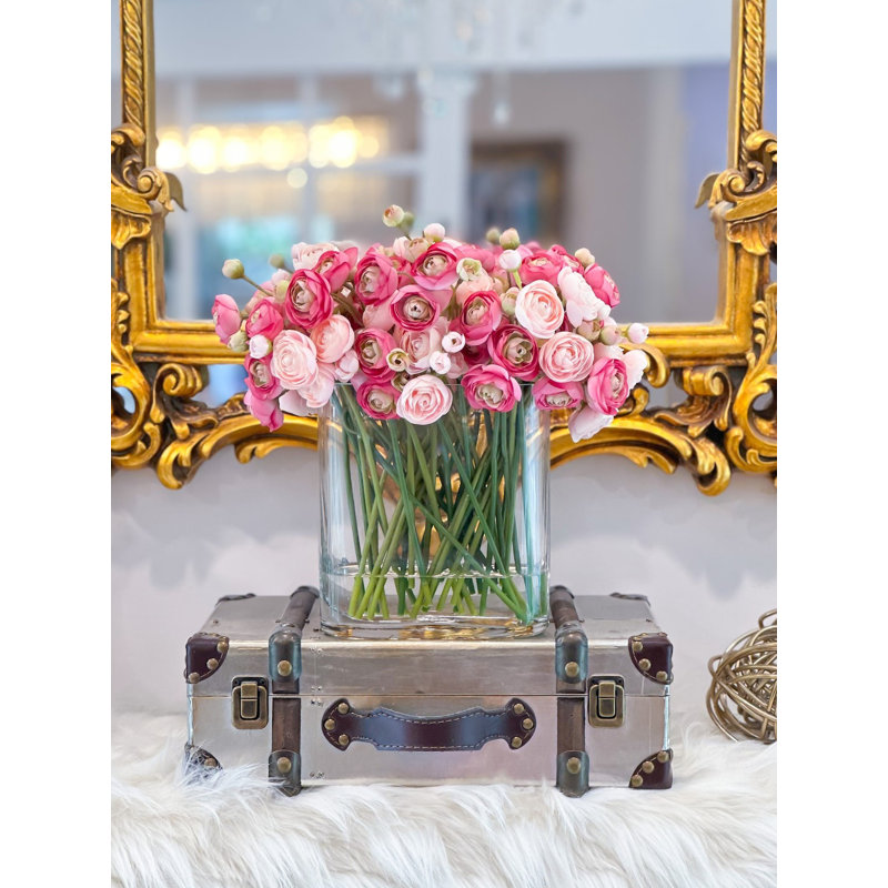 Pink Ranunculus Artificial Centerpiece - Modern French Decor