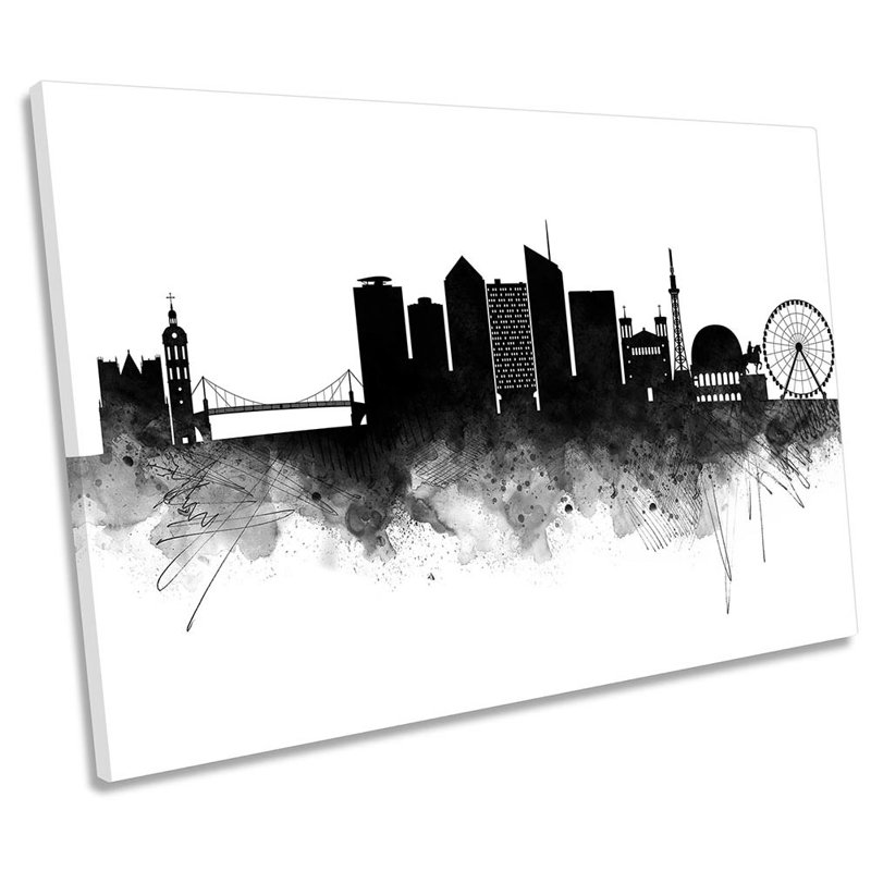 Lyon Abstract City Skyline - Wrapped Canvas Print, 61cm H x 91.4cm W x 4cm D