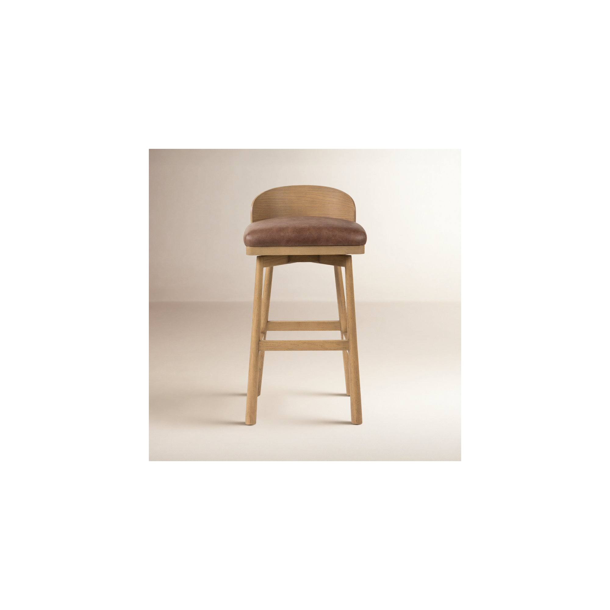 Ackerson Swivel Stool-Altair Sienna-Counter, Blonde Oak, Palermo Cigar Genuine Leather, Bar Stool (30.91" Seat Height)