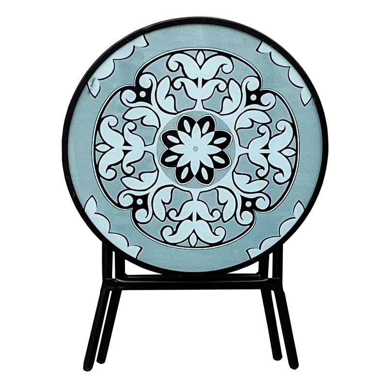 Round Metal Folding Outdoor Bistro Table , 17.5'' in. W 17.5'' in. D
