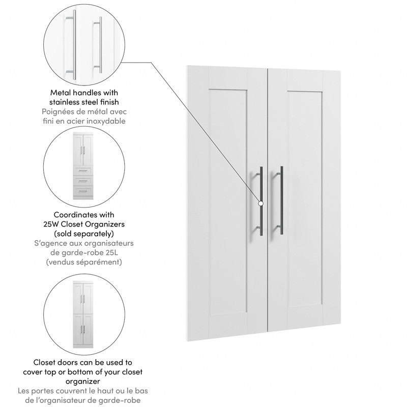 Portes Arlex pour rangement pour garde-robe, H 37,68 po x l 24,8 po x P 0,62 po, Blanc