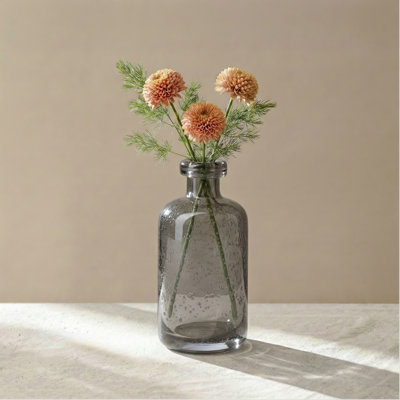 6" Grey Clear Glass Bottle Vase