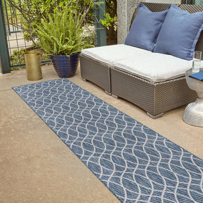Blue Gitter Indoor/Outdoor Trellis Rug