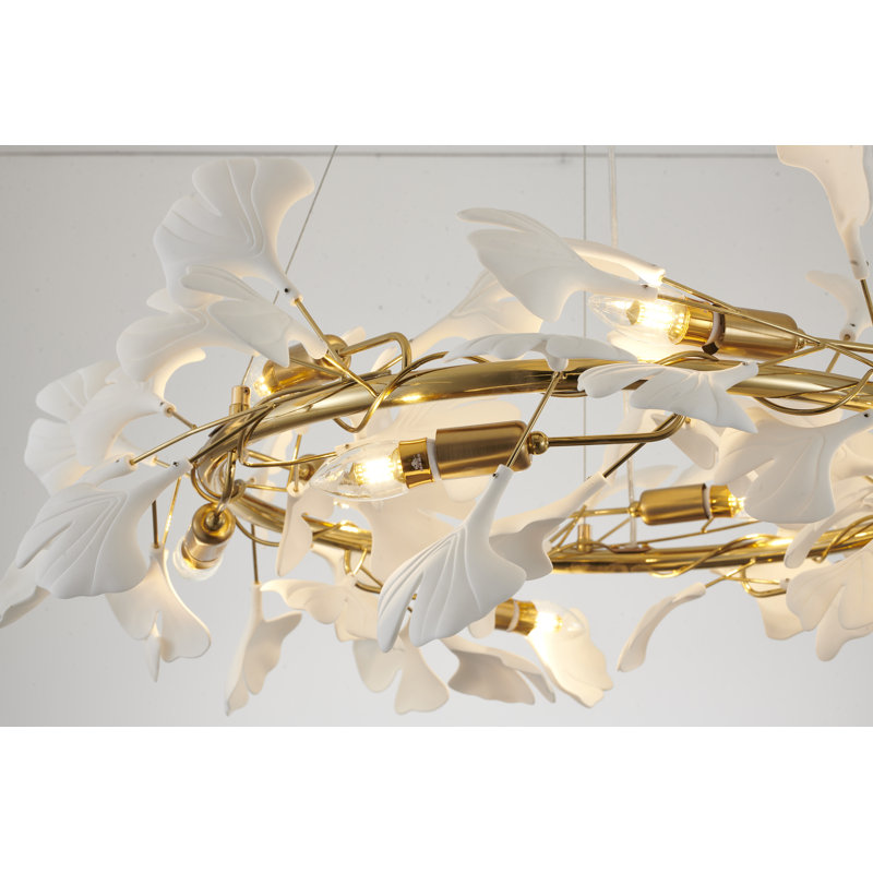 Lustre floral transitionnel 10 lumières or, Laiton