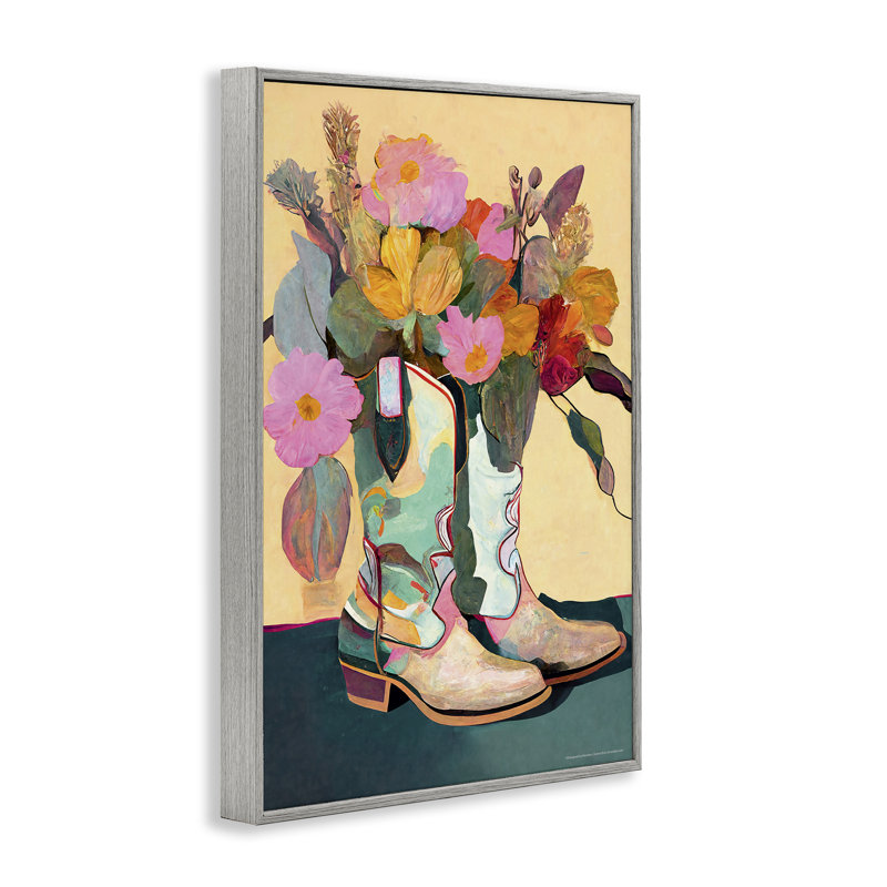 «Bright Cowgirl Florals», art de la giclée encadrée par Reinders, H 18 po x l 12 po, Estampe numérique Farmhouse
