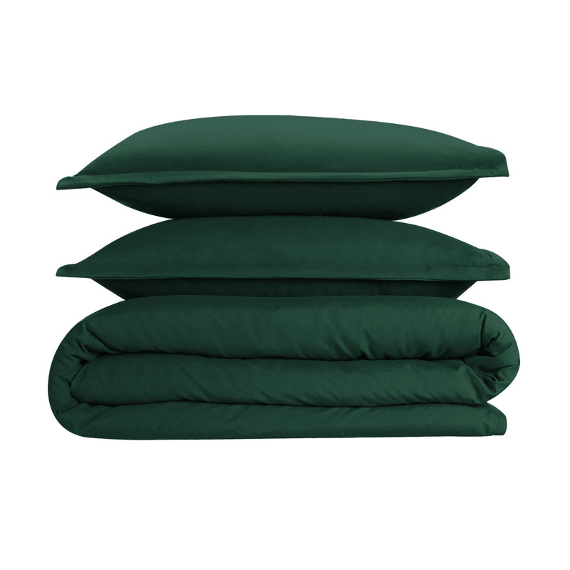 Kamiaya Plain Microfibre 200TC Reversible Duvet Cover Set, Double Duvet Cover + 2 Pillowcases, Emerald