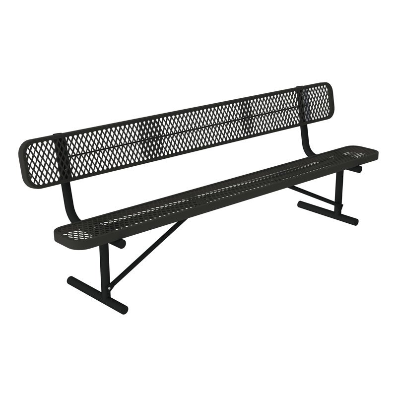 Banc d'extérieur à fixation en surface en acier de qualité commerciale Open Air Series, Noir