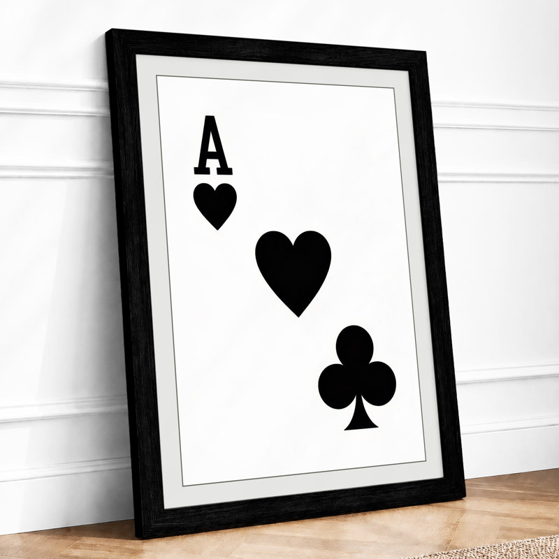 Ace and Hearts Geometric - Framed Print, A1 - 84.1 x 59.4 cm, Black