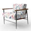 Chaise d'appoint contemporaine Boho - Fauteuil mauve à chevrons mauve et bleu-97876375