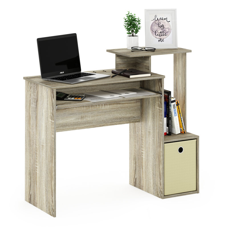 Bettyann Multipurpose Home Office Computer Writing Desk w/ Storage Bin, Sonoma Oak