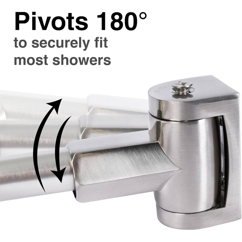 Adjustable Brushed Nickel Double Curved Wall Mounted Shower Rod